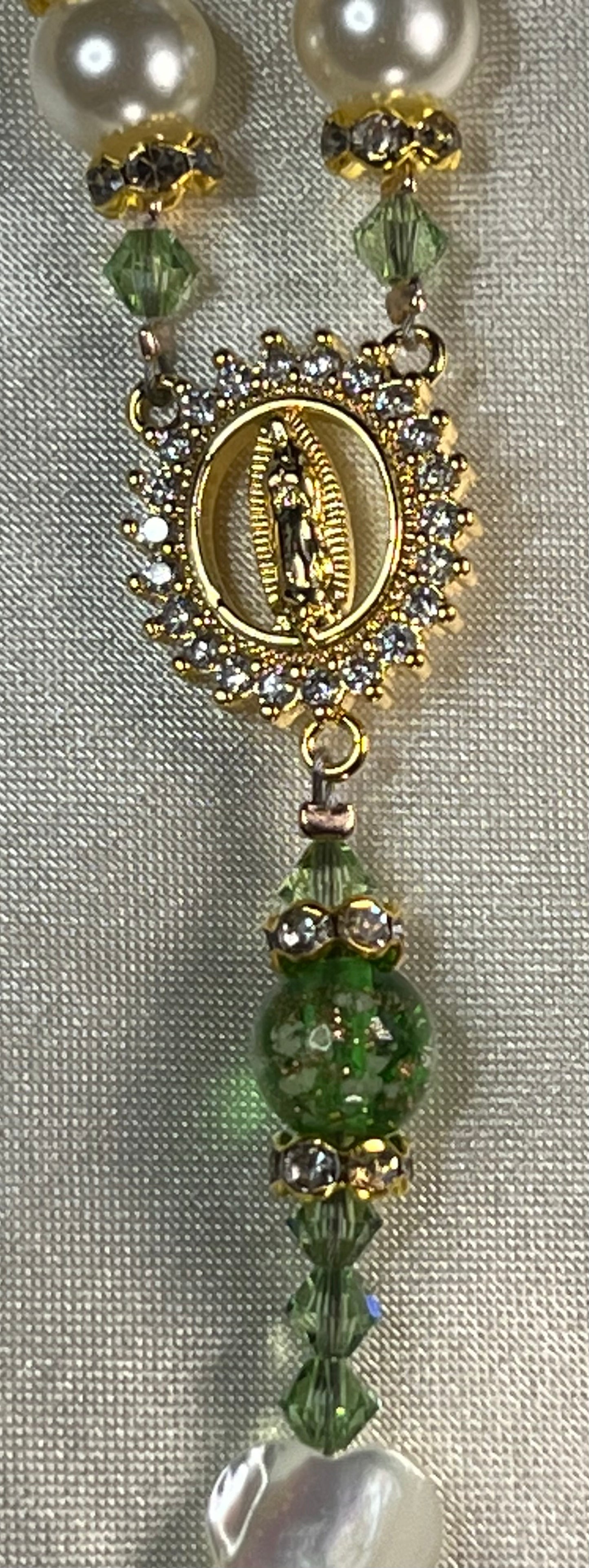 The Abby Bridal Rosary with Miraculous Mary Centerpiece!!