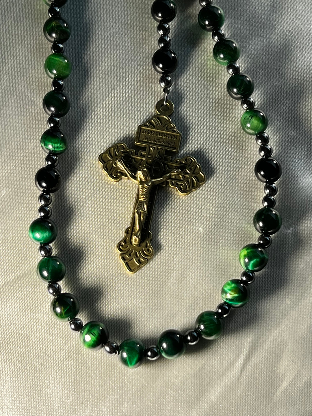 Emerald Green Tiger's Eye rosary