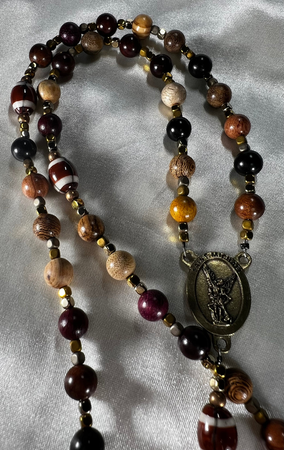 St. Michael Rosary - Wooden Football