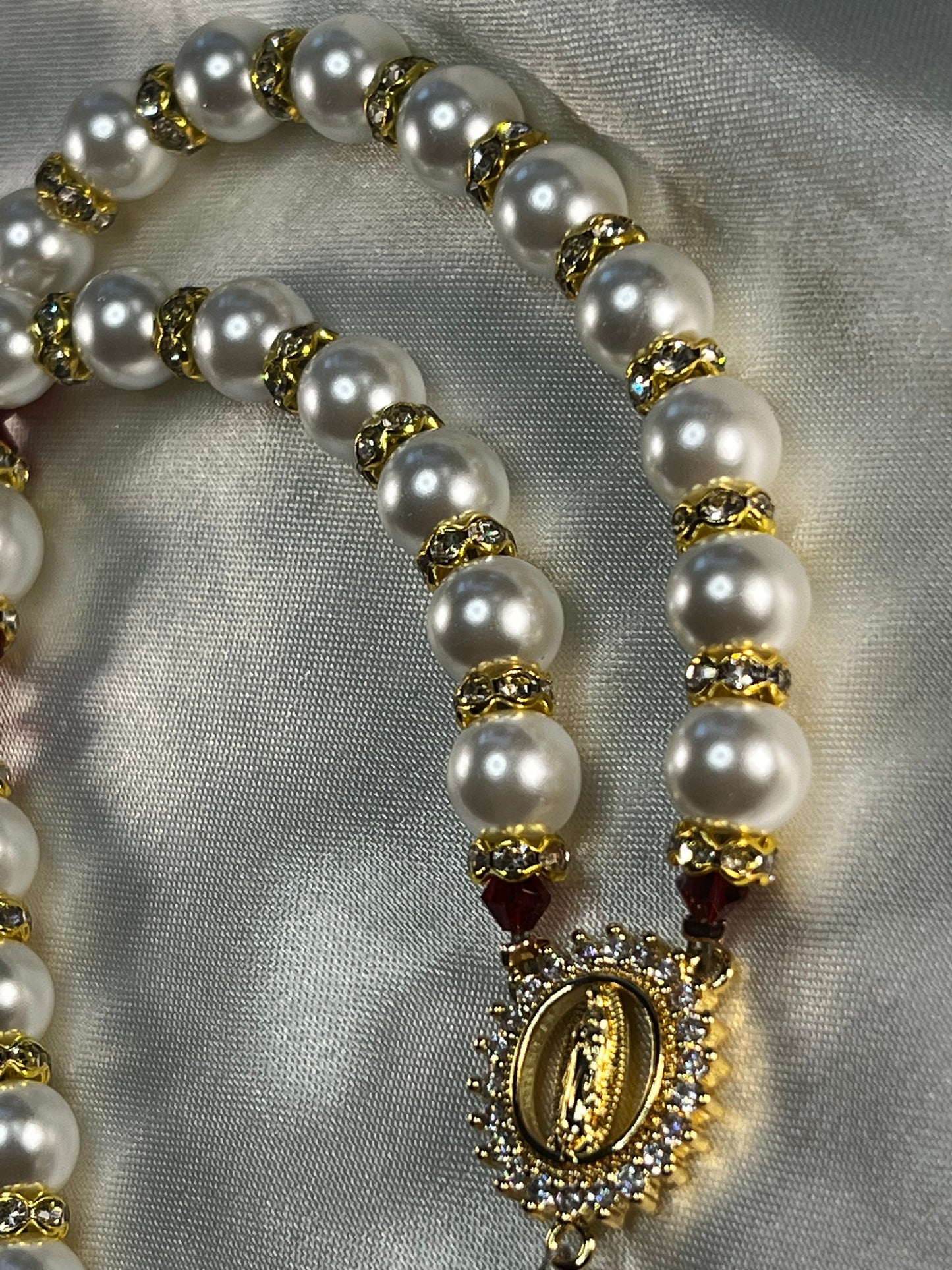 Bridal Rosary Abby with Clear Crystal spacers