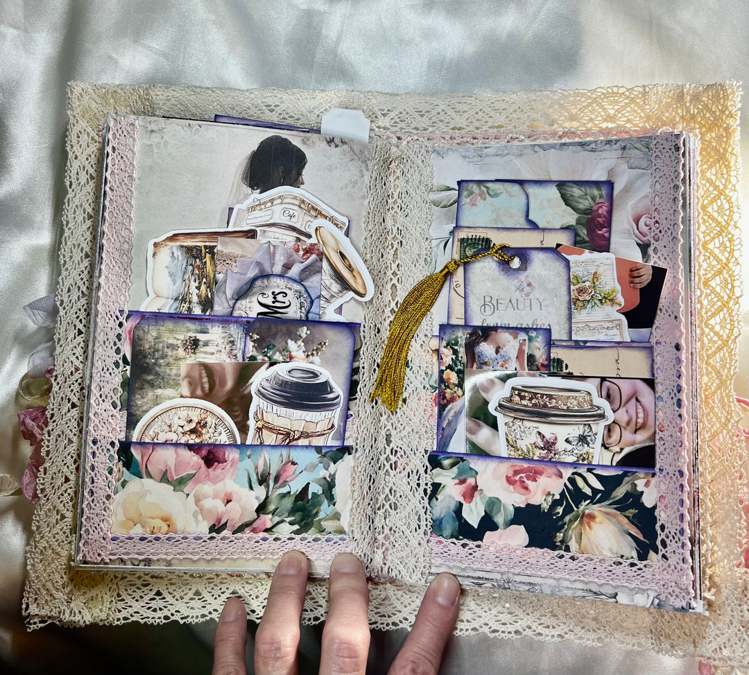 Inside pocket filled with stickers & note cards to journal on!