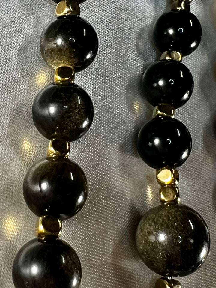 Bridal Rosary Set - Mother of Pearl & Gold Dust Onyx