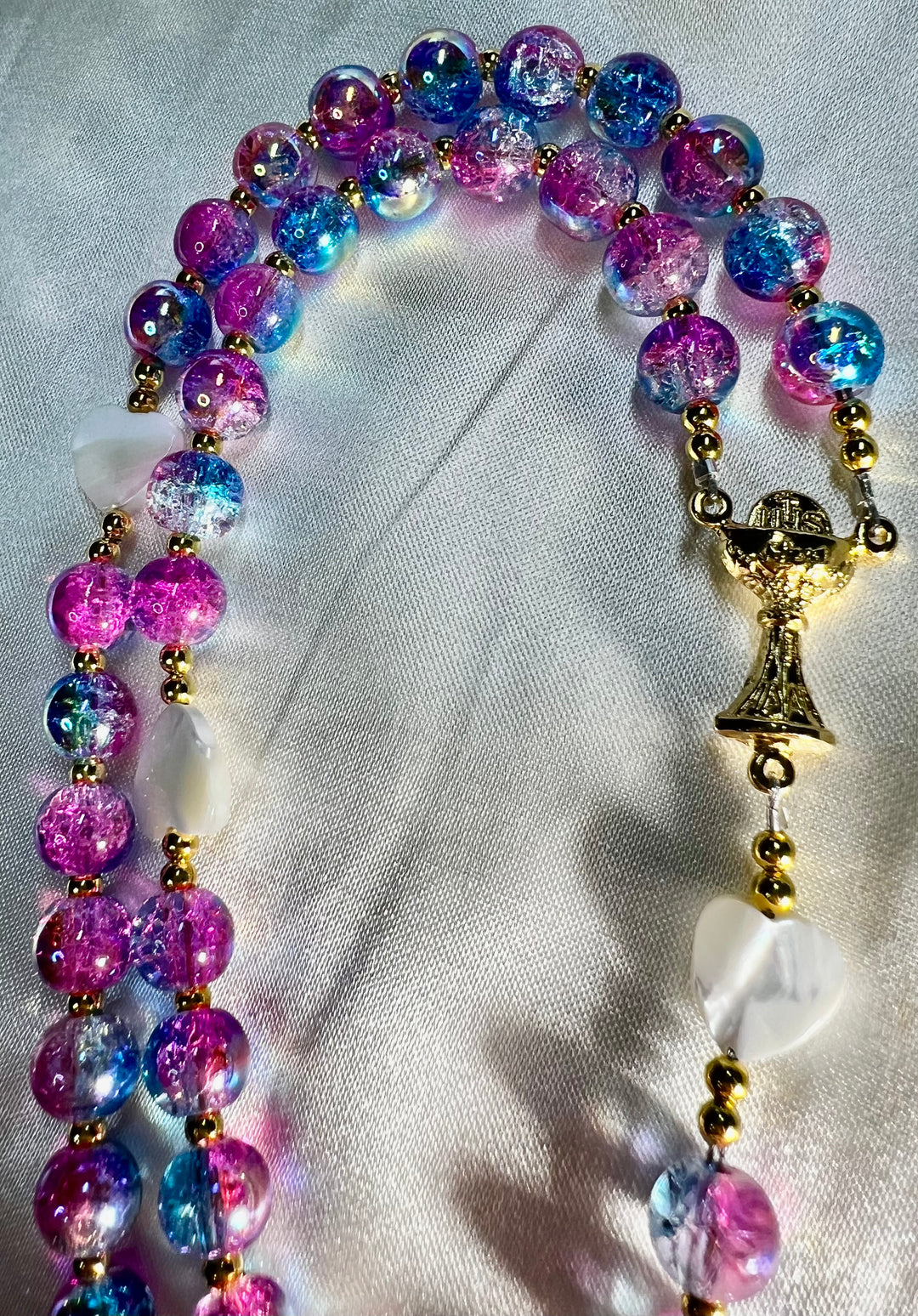1st. Communion Mermaid Glass Rosary