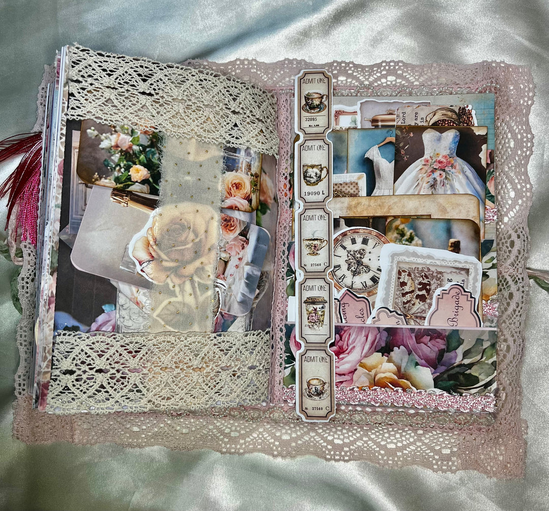 inside journal pockets filled with stickers and note cards!