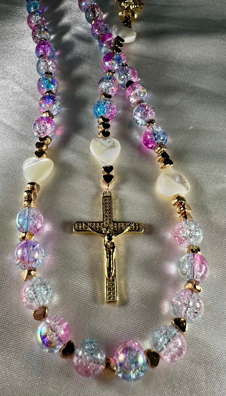 1st. Communion Mermaid Glass Rosary
