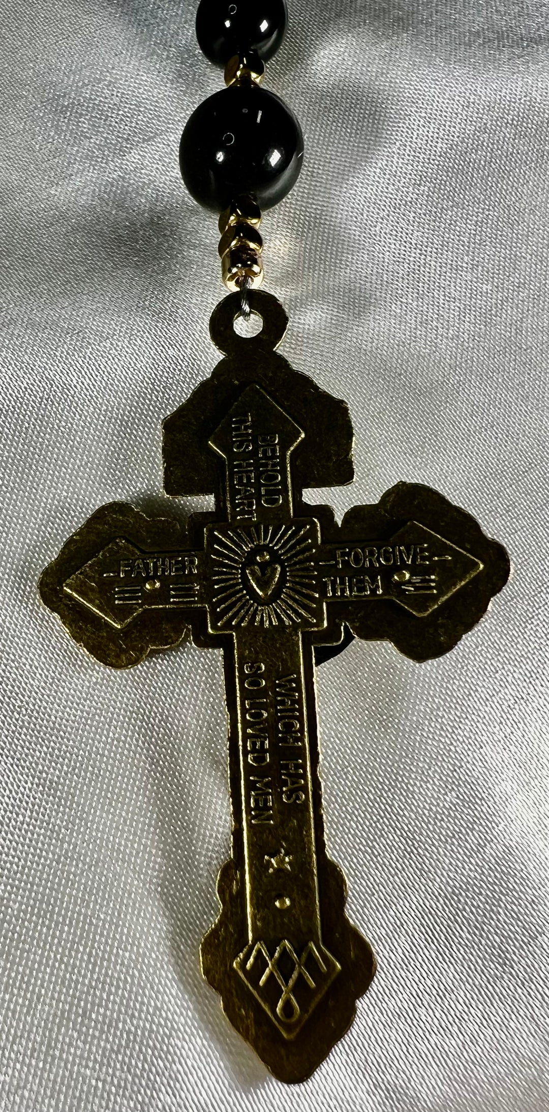 Bridal Rosary Set - Mother of Pearl & Gold Dust Onyx