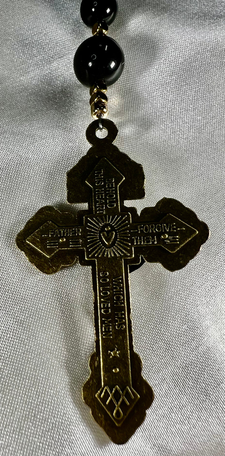 Bridal Rosary Set - Mother of Pearl & Gold Dust Onyx