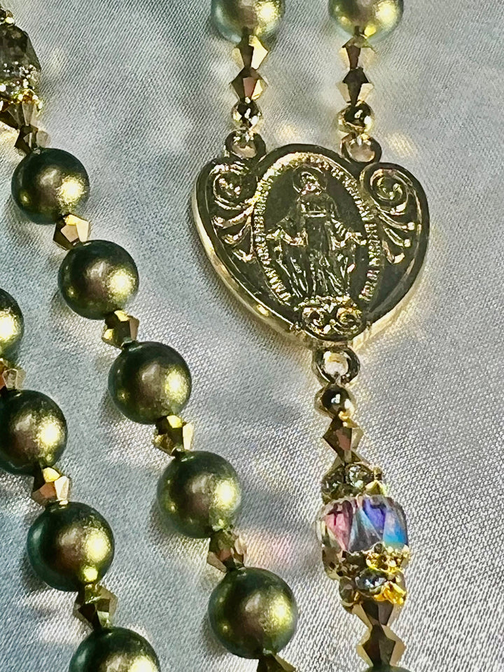 Iridescent Heart of Mary Rosary
