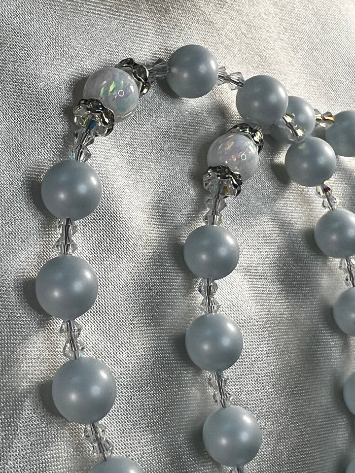 Pastel Blue Swarovski Pearls, Swarovski Crystal spacers, Rhinestone  Crystal spacers, White Opals