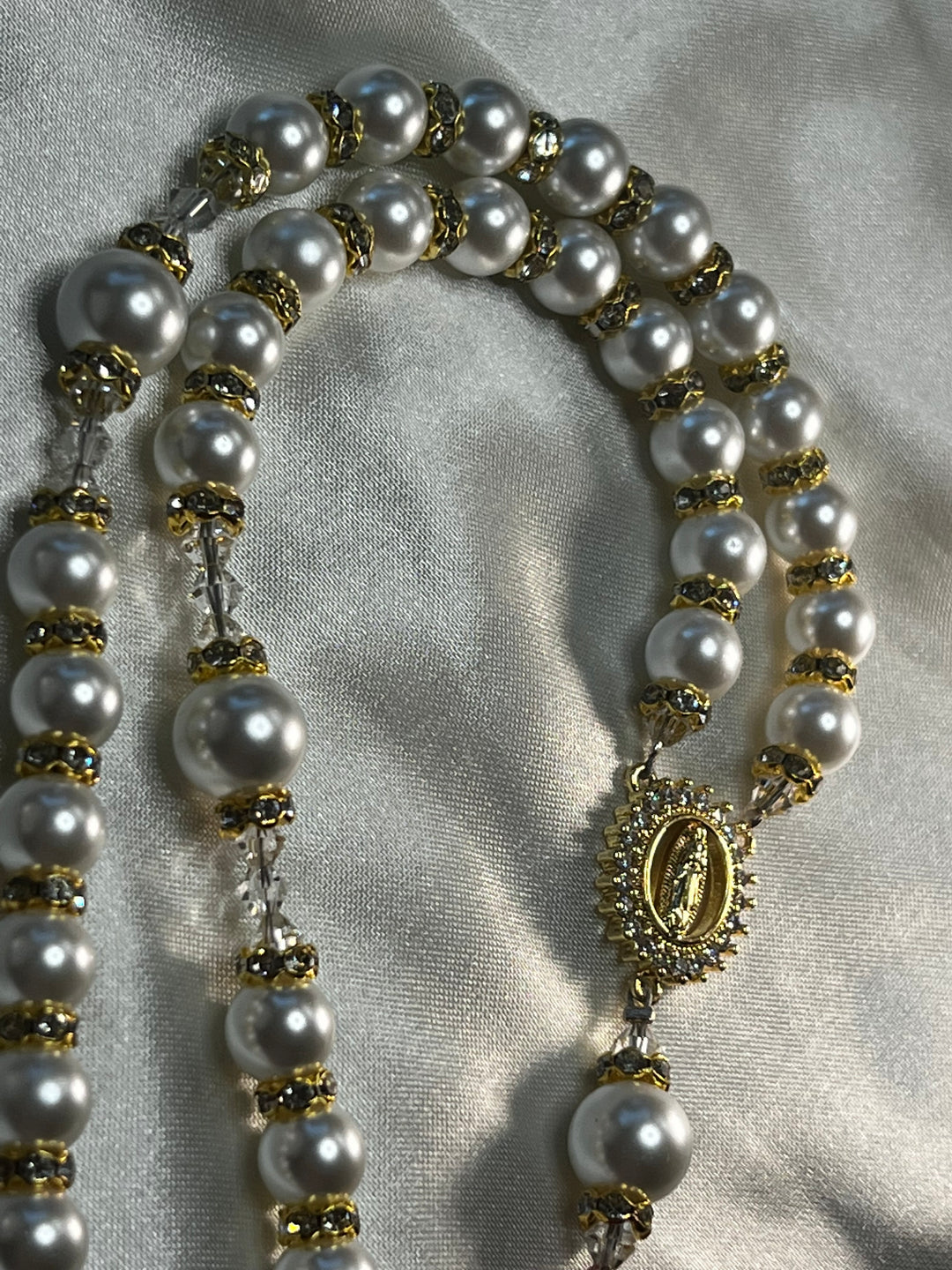 Bridal Rosary Abby with Clear Crystal spacers