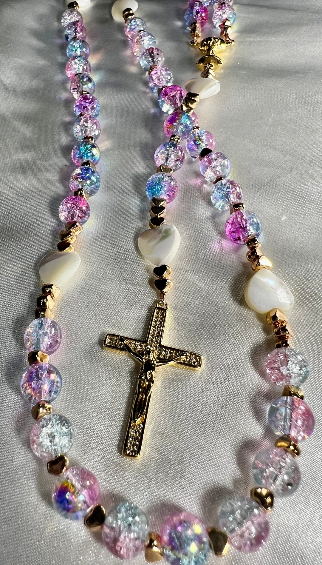 1st. Communion Mermaid Glass Rosary
