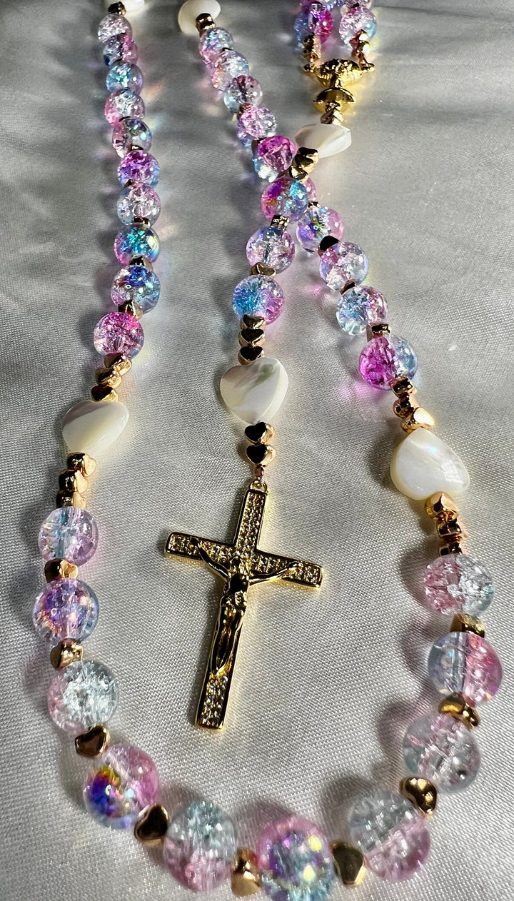 1st. Communion Mermaid Glass Rosary
