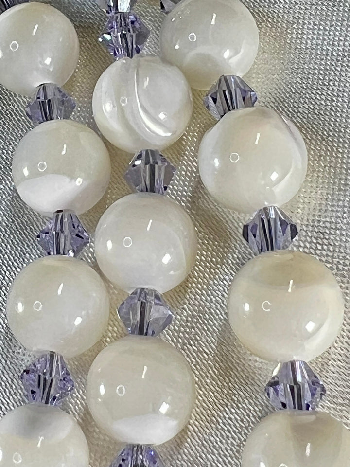 Bridal Rosary Set - Mother of Pearl & Gold Dust Onyx