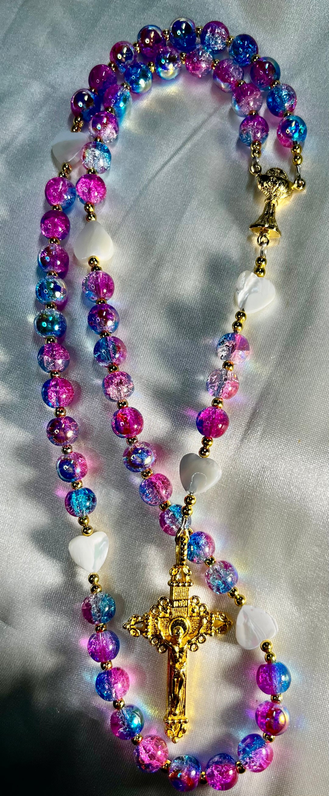 1st. Communion Mermaid Glass Rosary