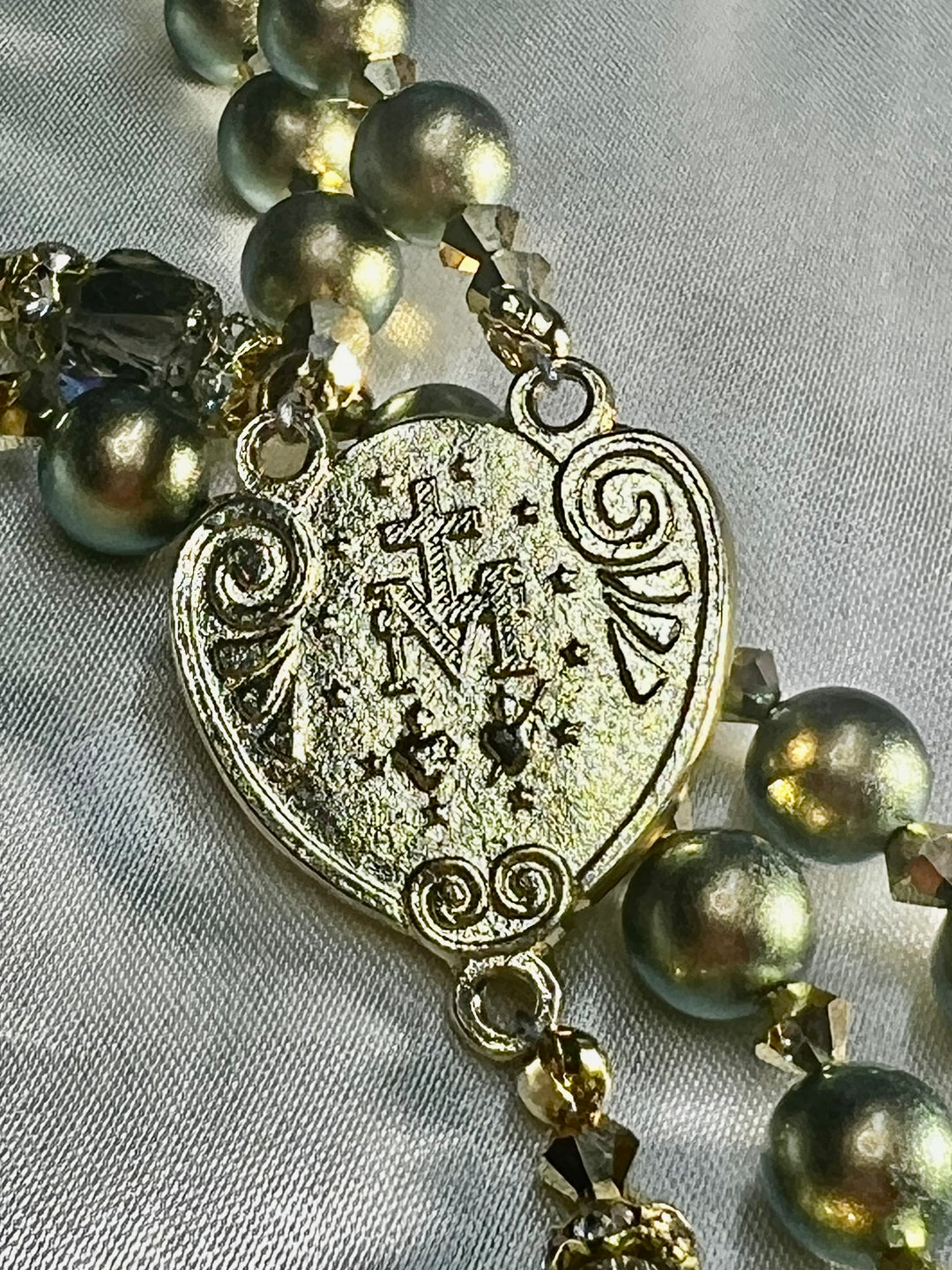 Iridescent Heart of Mary Rosary