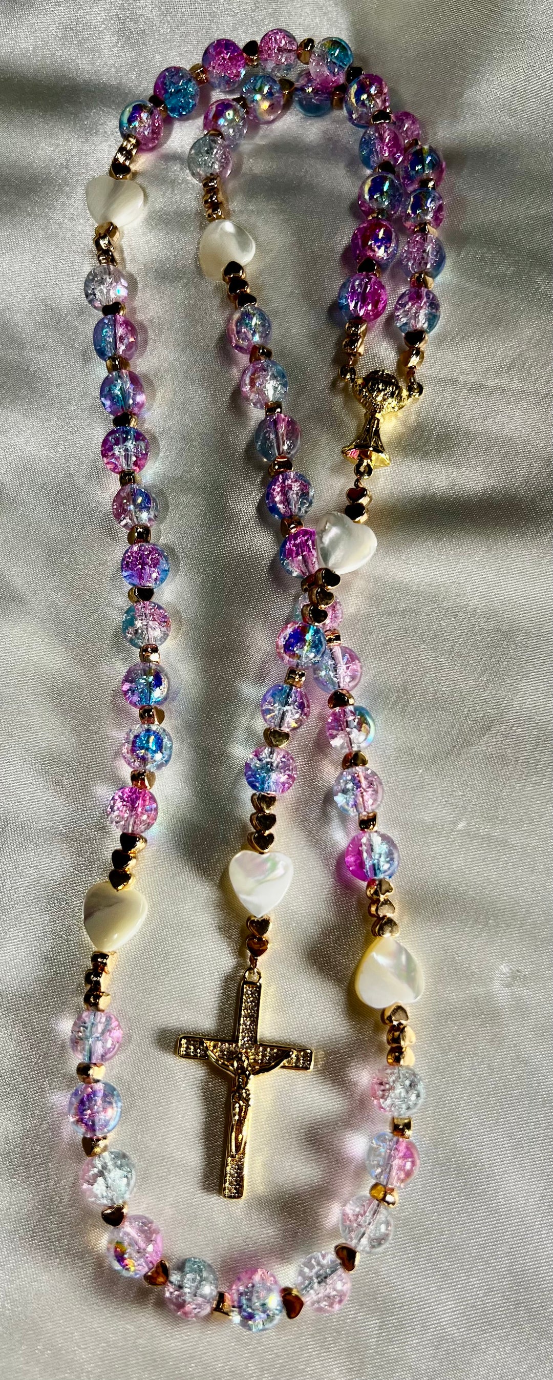 1st. Communion Mermaid Glass Rosary