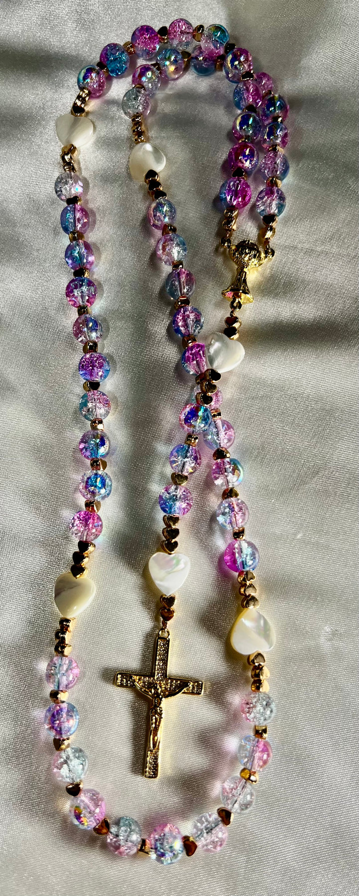 1st. Communion Mermaid Glass Rosary