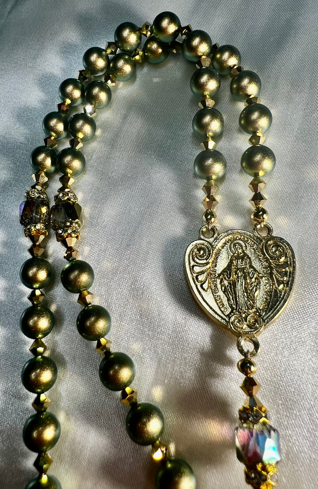 Iridescent Heart of Mary Rosary