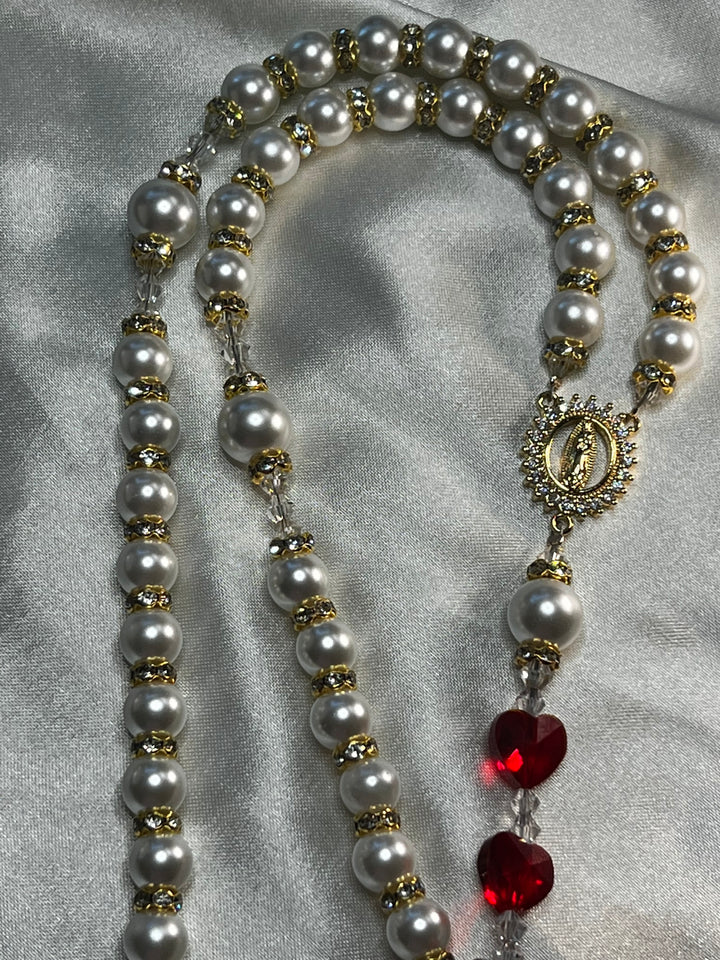 Bridal Rosary Abby with Clear Crystal spacers