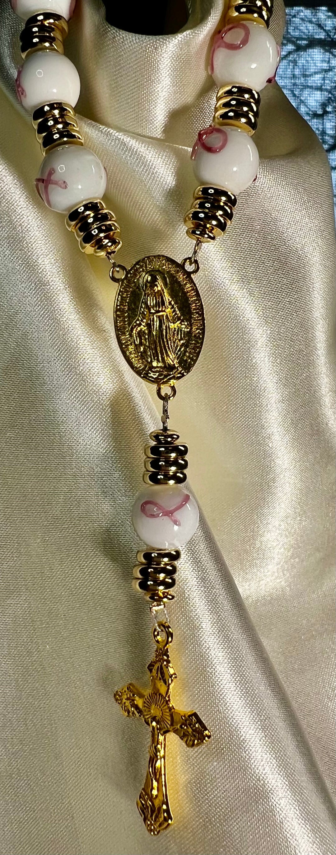 Breast Cancer Car Rosary
