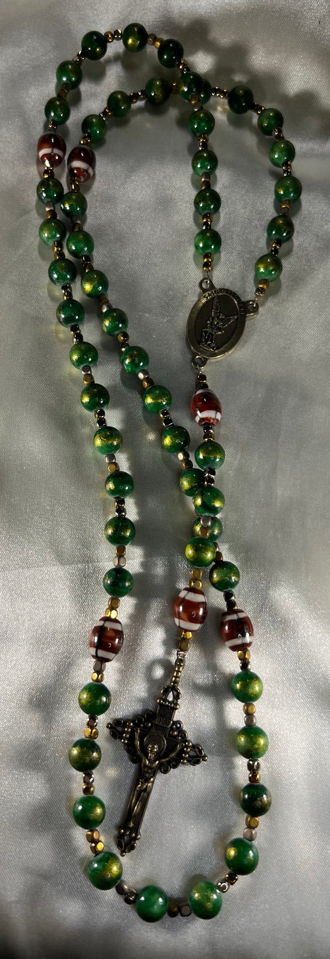 St. Michael Rosary Green & Gold