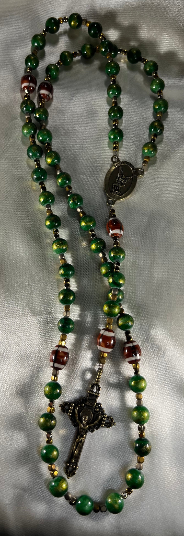 St. Michael Rosary Green & Gold