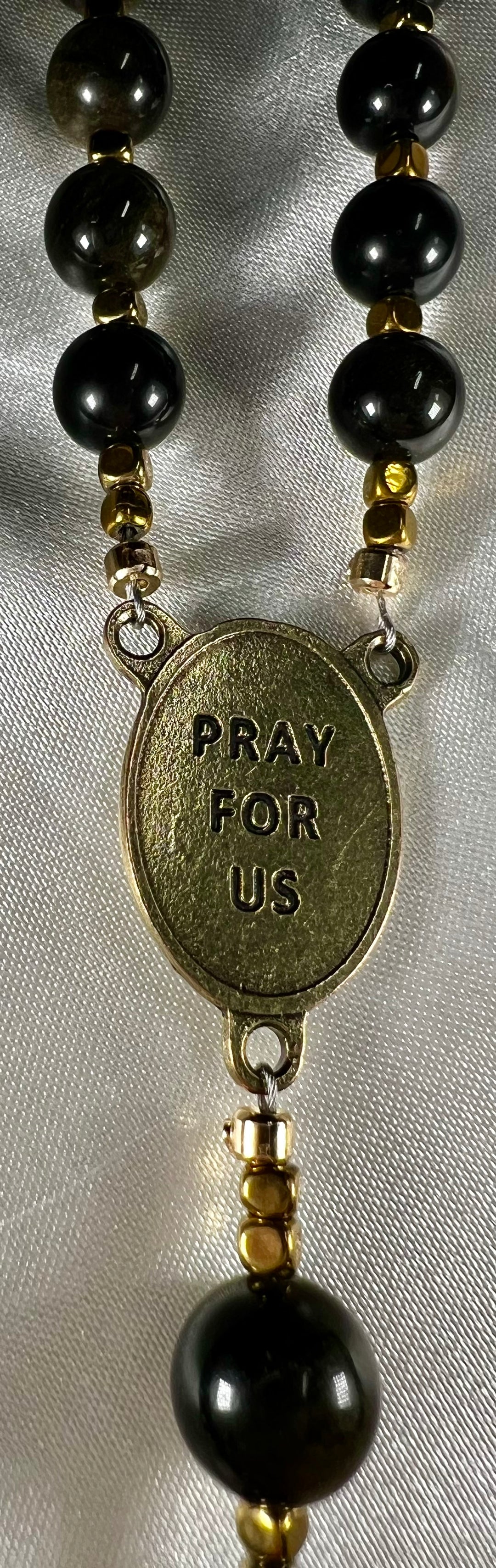 Bridal Rosary Set - Mother of Pearl & Gold Dust Onyx