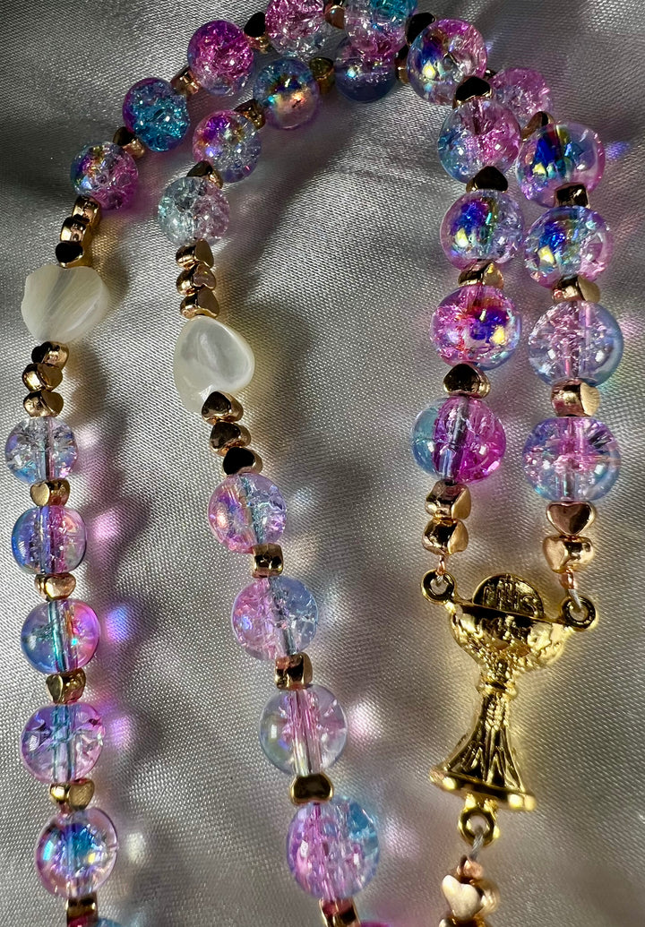 1st. Communion Mermaid Glass Rosary