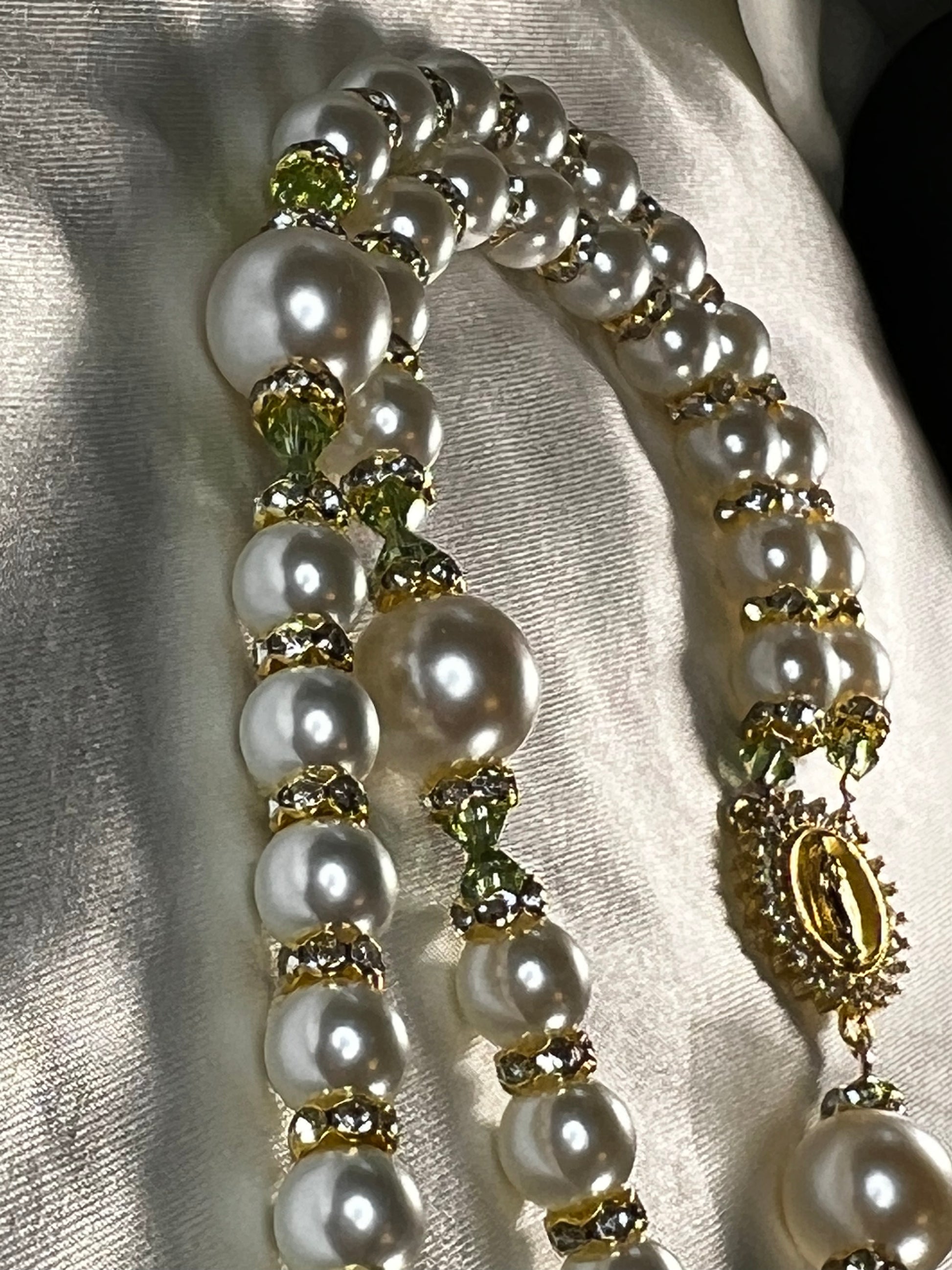 Abby Bridal Rosary with Peridot Crystal Spacers