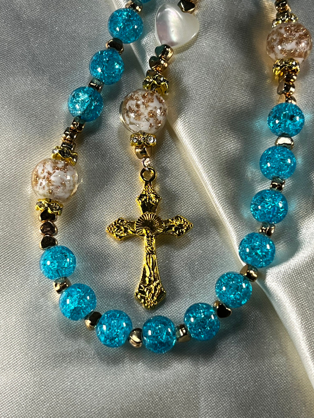 Kawaii Rosary Glasses Chains mermaid white/turquoise pastelgoth
