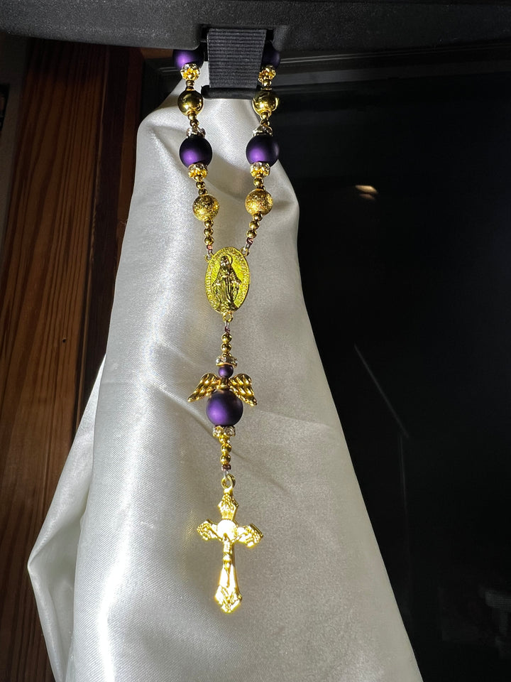 Beautiful Purple Angel Car Rosary!!