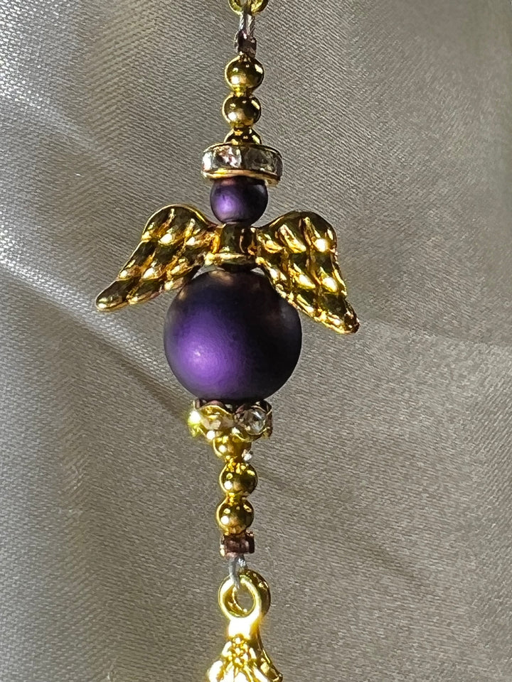 Beautiful Purple Angel Car Rosary!!