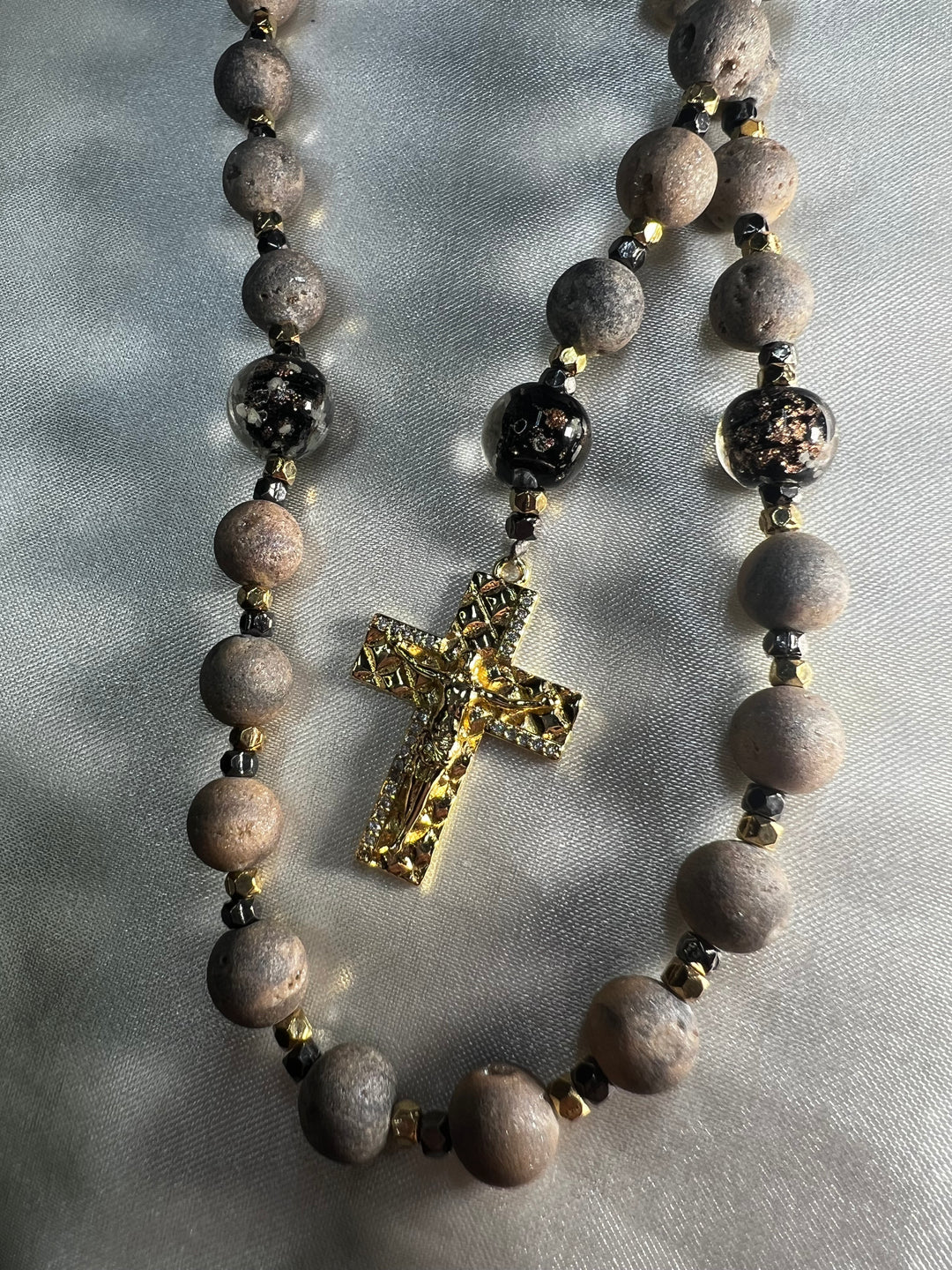 1st. Communion Natural Agate Stone Rosary