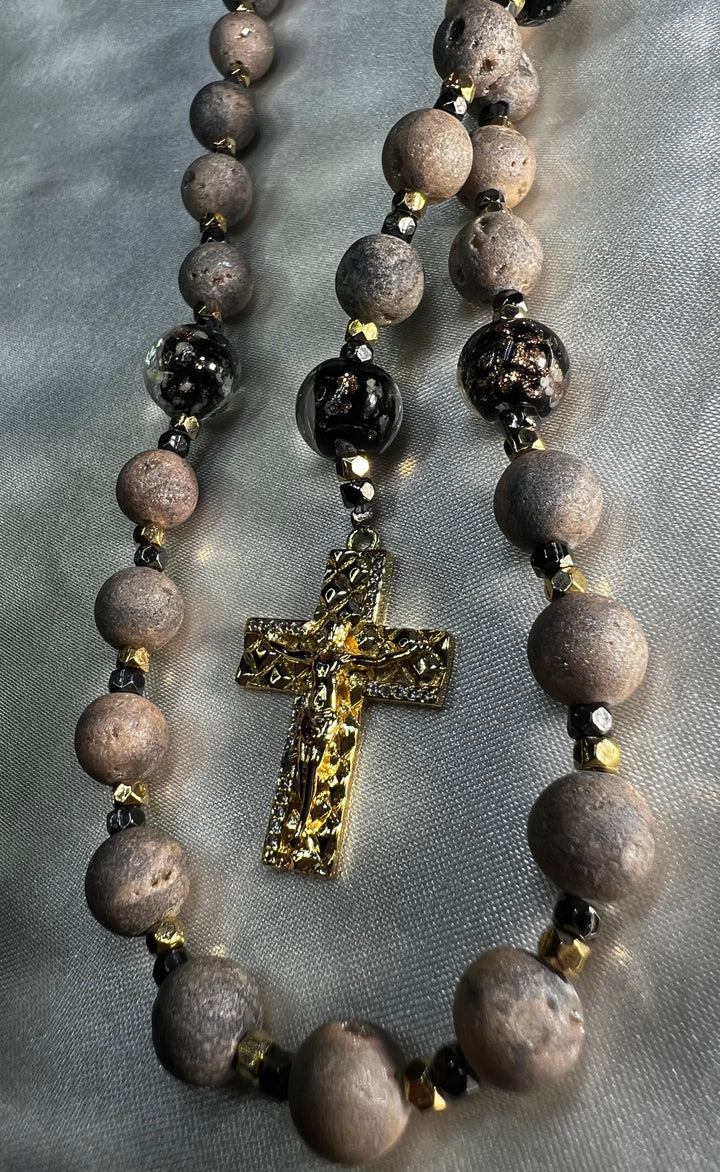 1st. Communion Natural Agate Stone Rosary