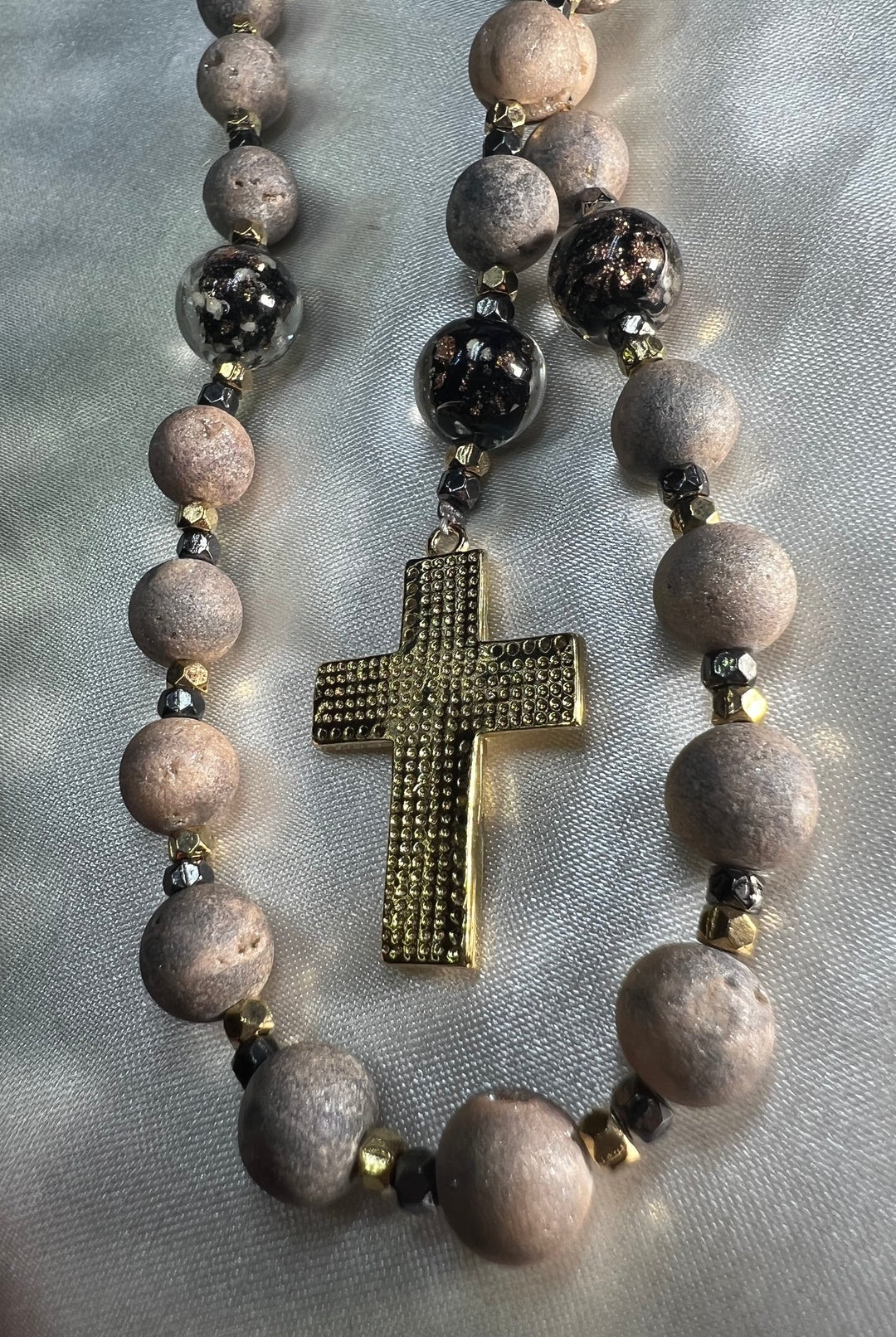 1st. Communion Natural Agate Stone Rosary