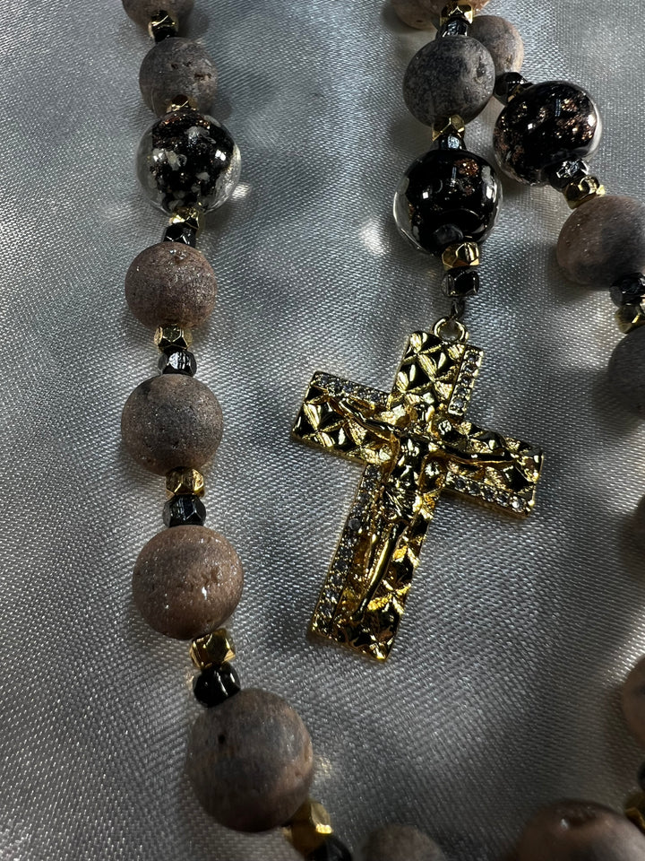 1st. Communion Natural Agate Stone Rosary