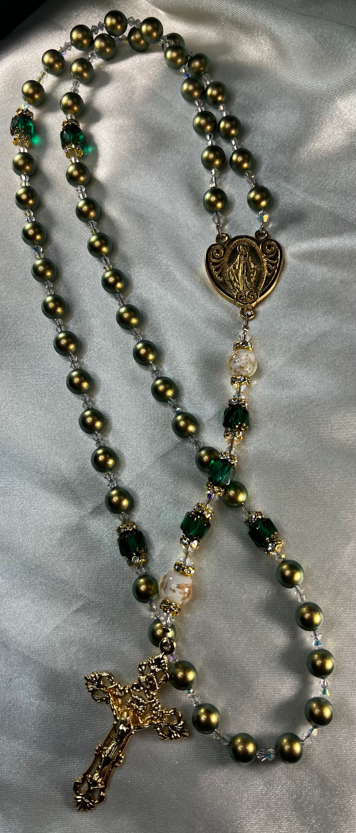 Iridescent Green Catherine Rosary