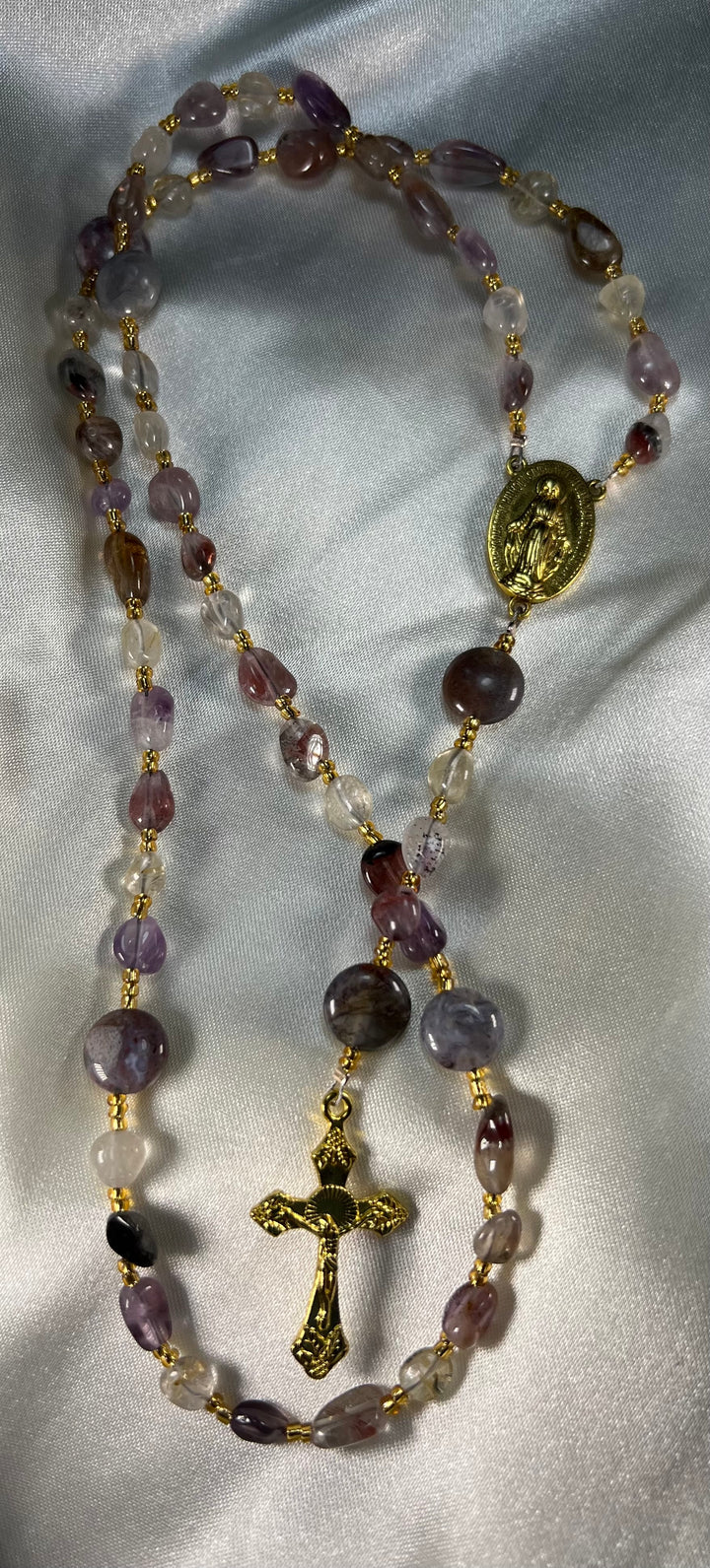 Natural Lavender Stone in Gold, 15.5" Long