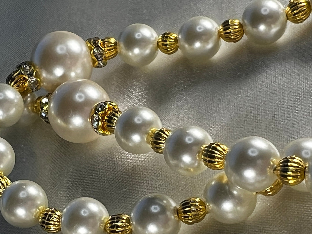 Pearls, Gold Metal Spacers & Rhinestone spacers.