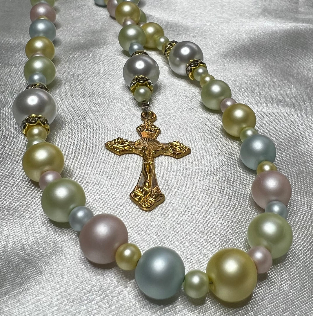 Pastel Baby Glass Pearl Rosary