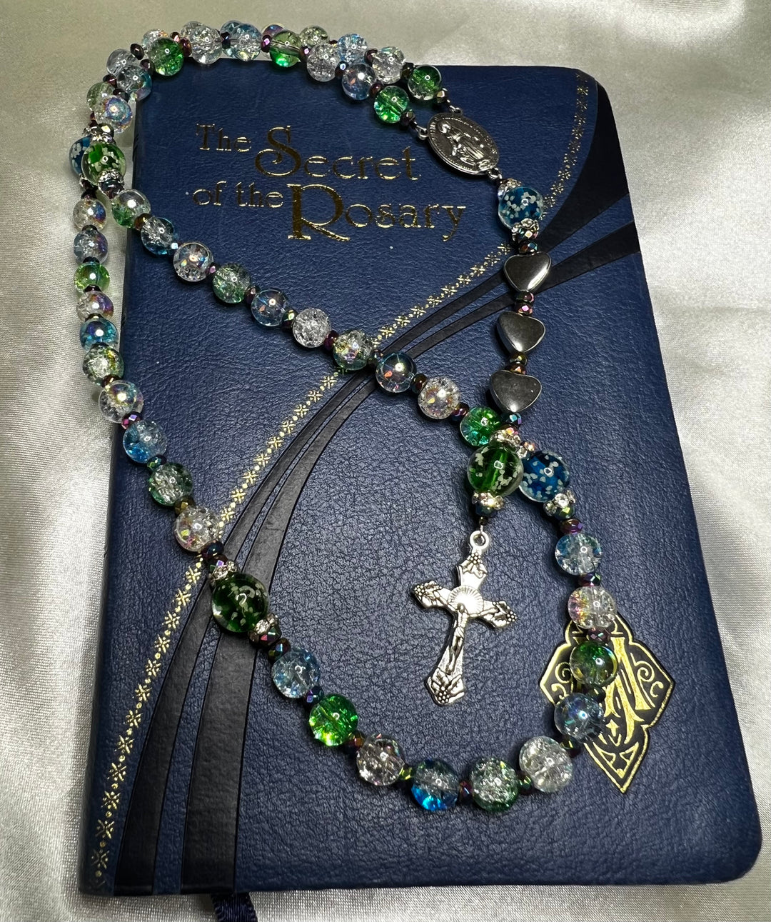 Green/Blue Mermaid Glass Rosary with Beautiful Beads!!