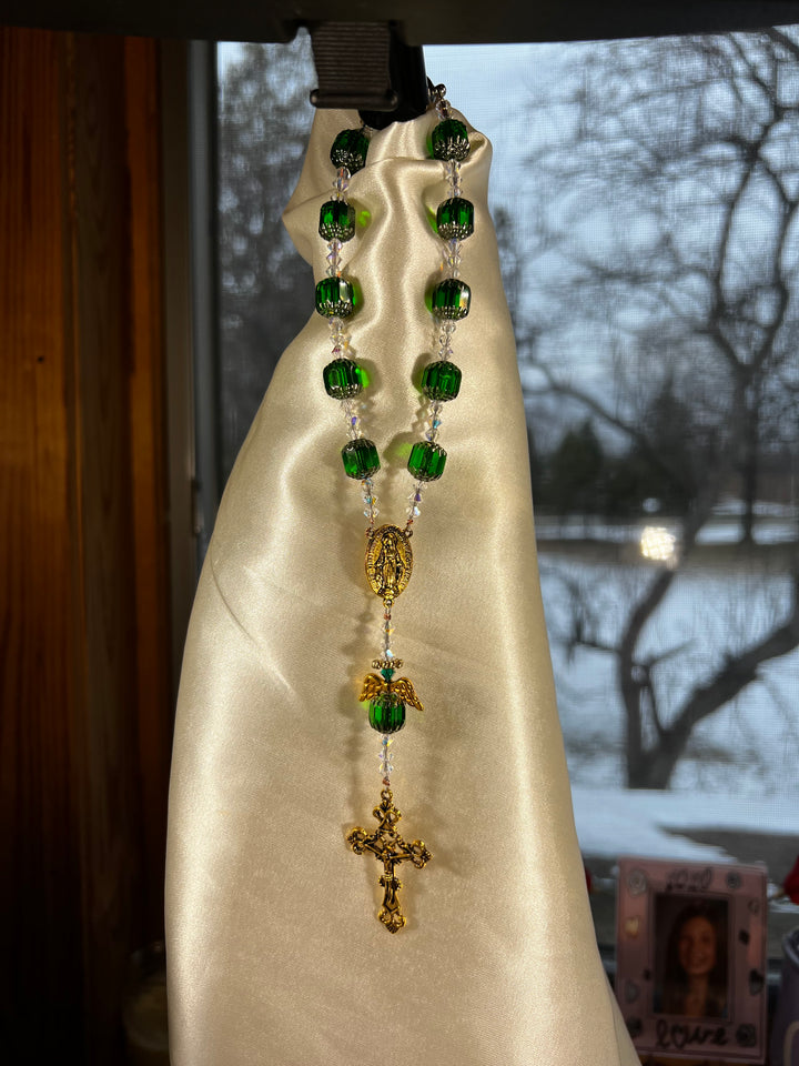 Emerald Angel Car Rosary