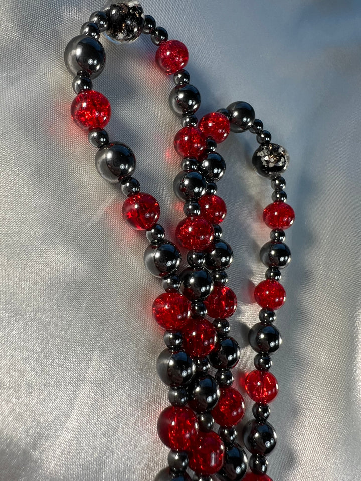 Beautiful Heavy beads with Red Crackle beads!!