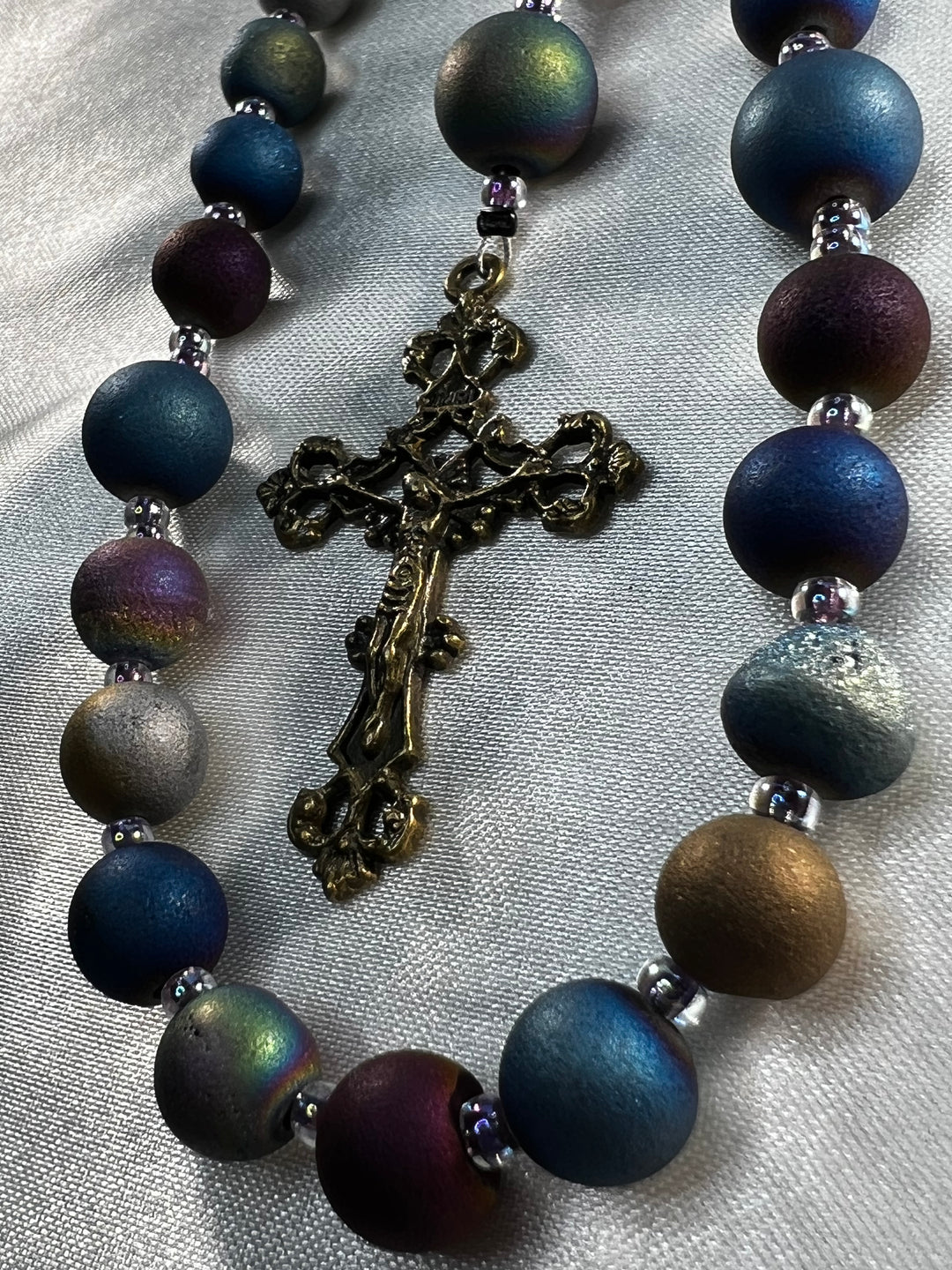 Blue Natural Agate Stone Rosary