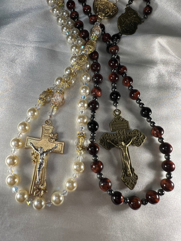 Catherine Bridal Rosary and Red Tiger Eye Groom Rosary!