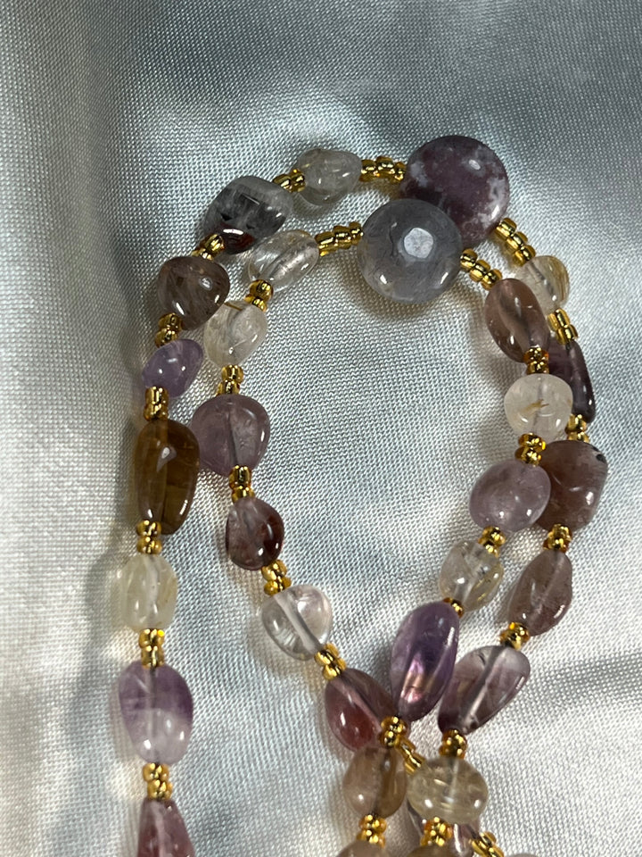 Natural Lavender Stone with Gold