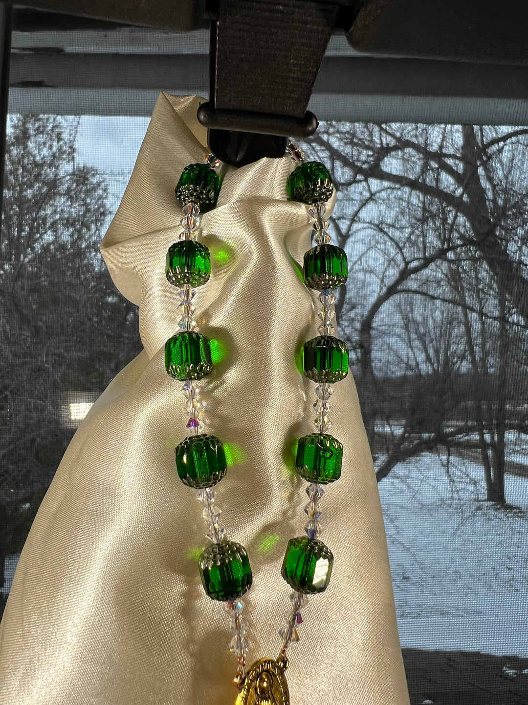 Emerald Angel Car Rosary