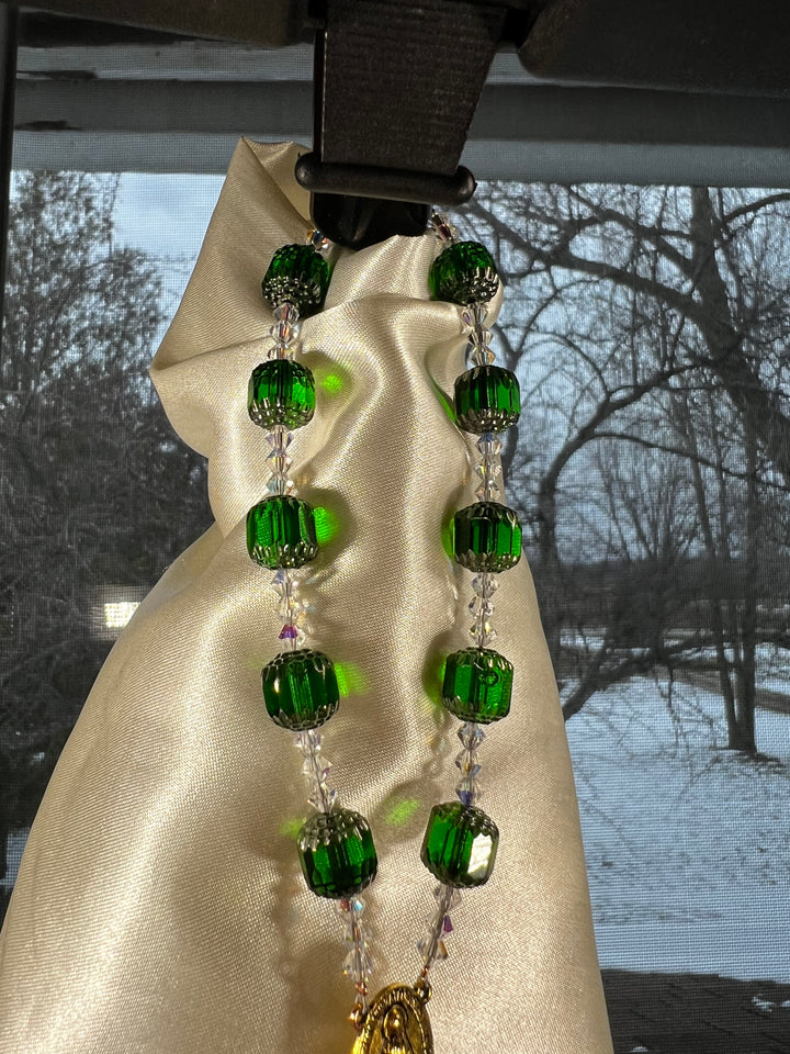 Emerald Angel Car Rosary