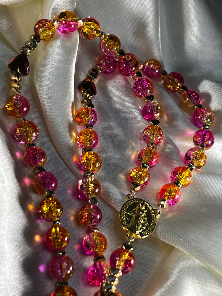 Pink Heart Mermaid Rosary - One of a KIND