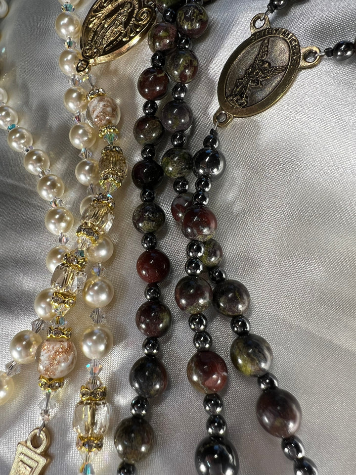 Catherine Bridal Rosary with Jasper Stone Groom's Rosary - Simply a Beautiful Combination!!